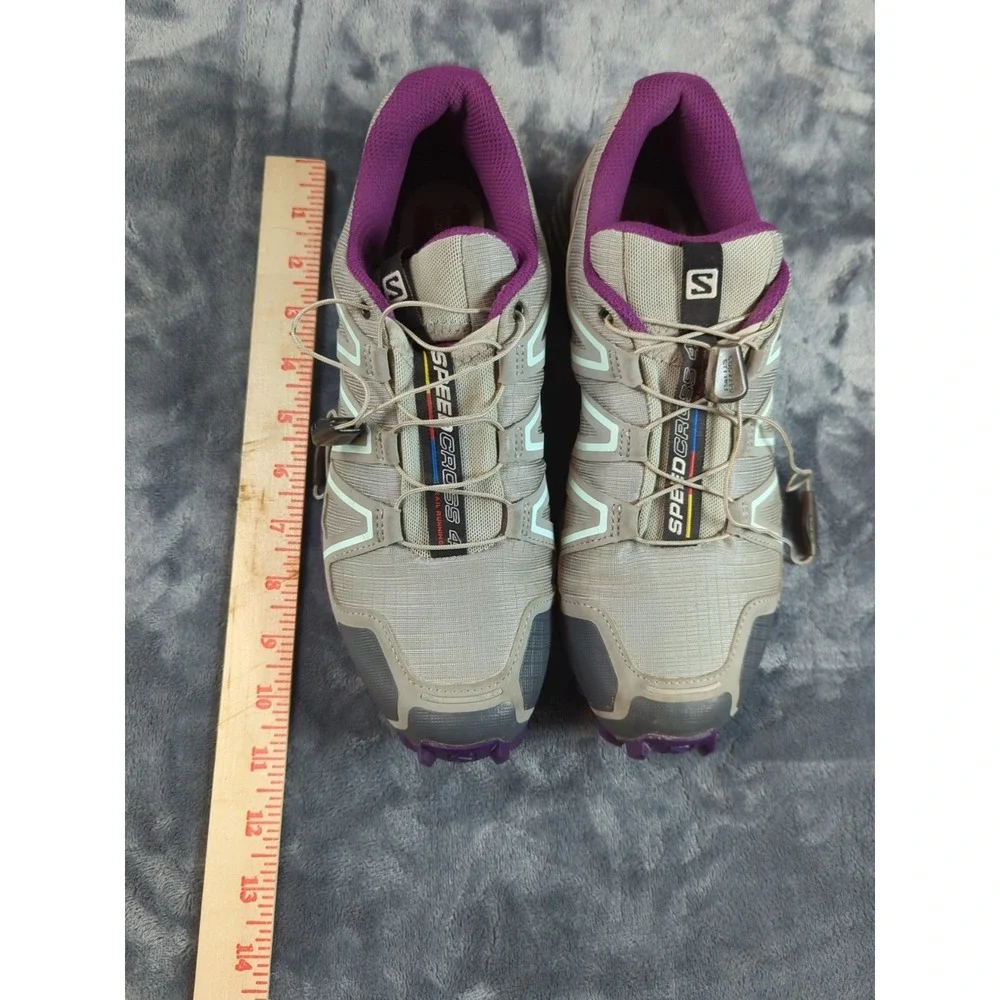 2016 Womens Salomon Speedcross 4 Sz 8.5 Shoes Quarry/Acai/Fair Aqua Trail/Hiking